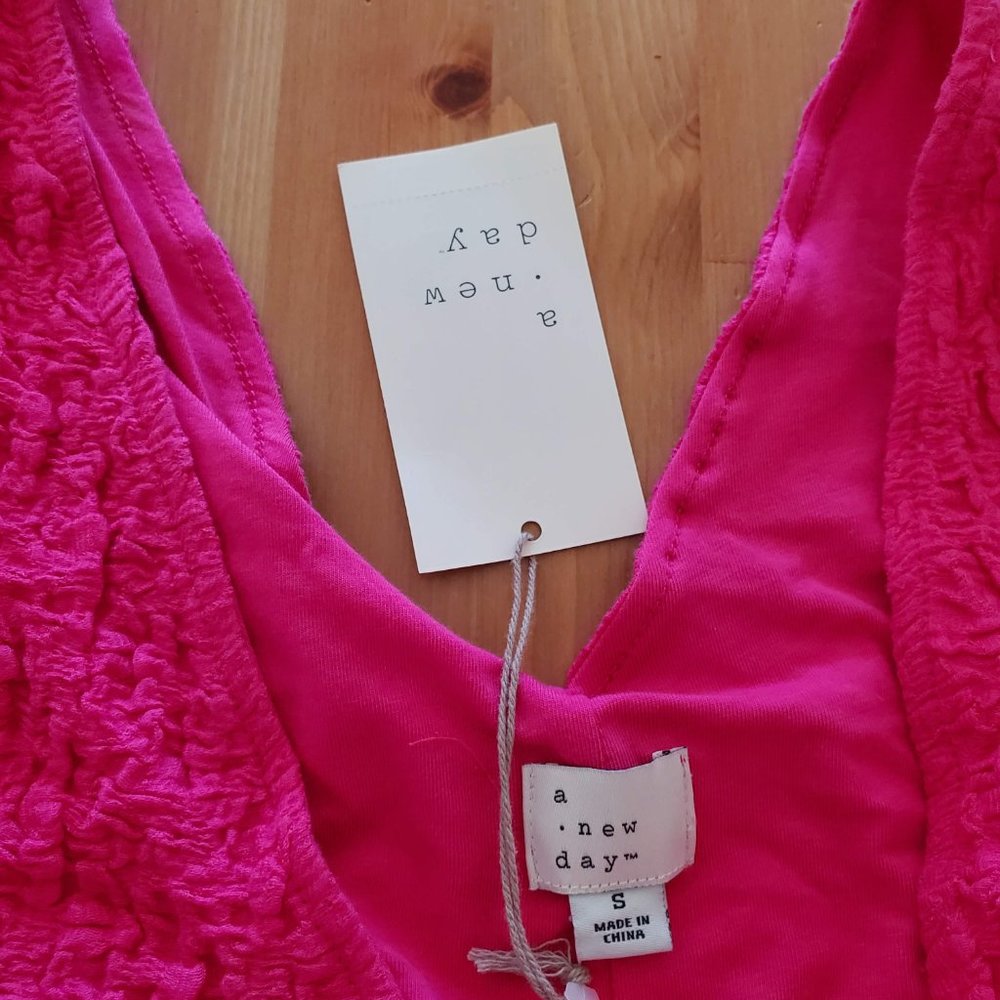 A. New Day - Women's Puckered Knit Dress Pink Size S - Picture 6 of 11